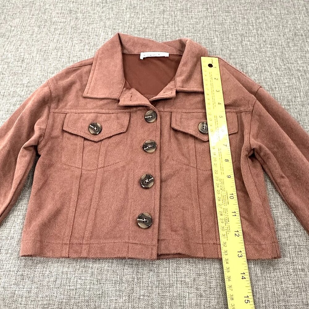 NEW! Girls Kids Knit Works Button Jacket Brown/Tan S7/8 Collared Long Sleeve - Picture 2 of 10
